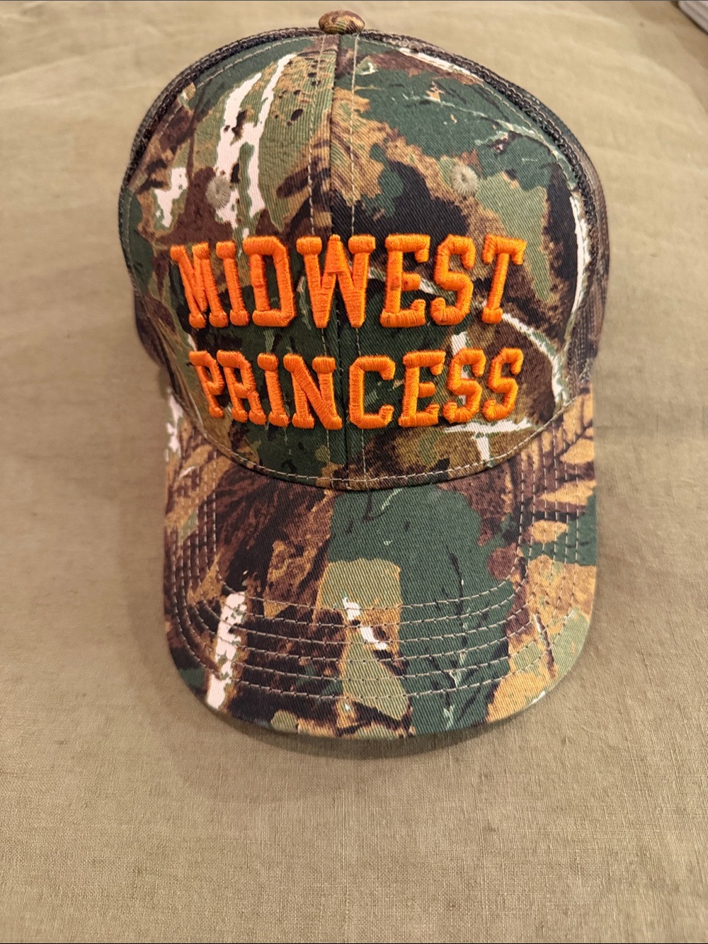 Midwest Princess Camo Baseball Cap with Orange Embroidery- Chappell Roan